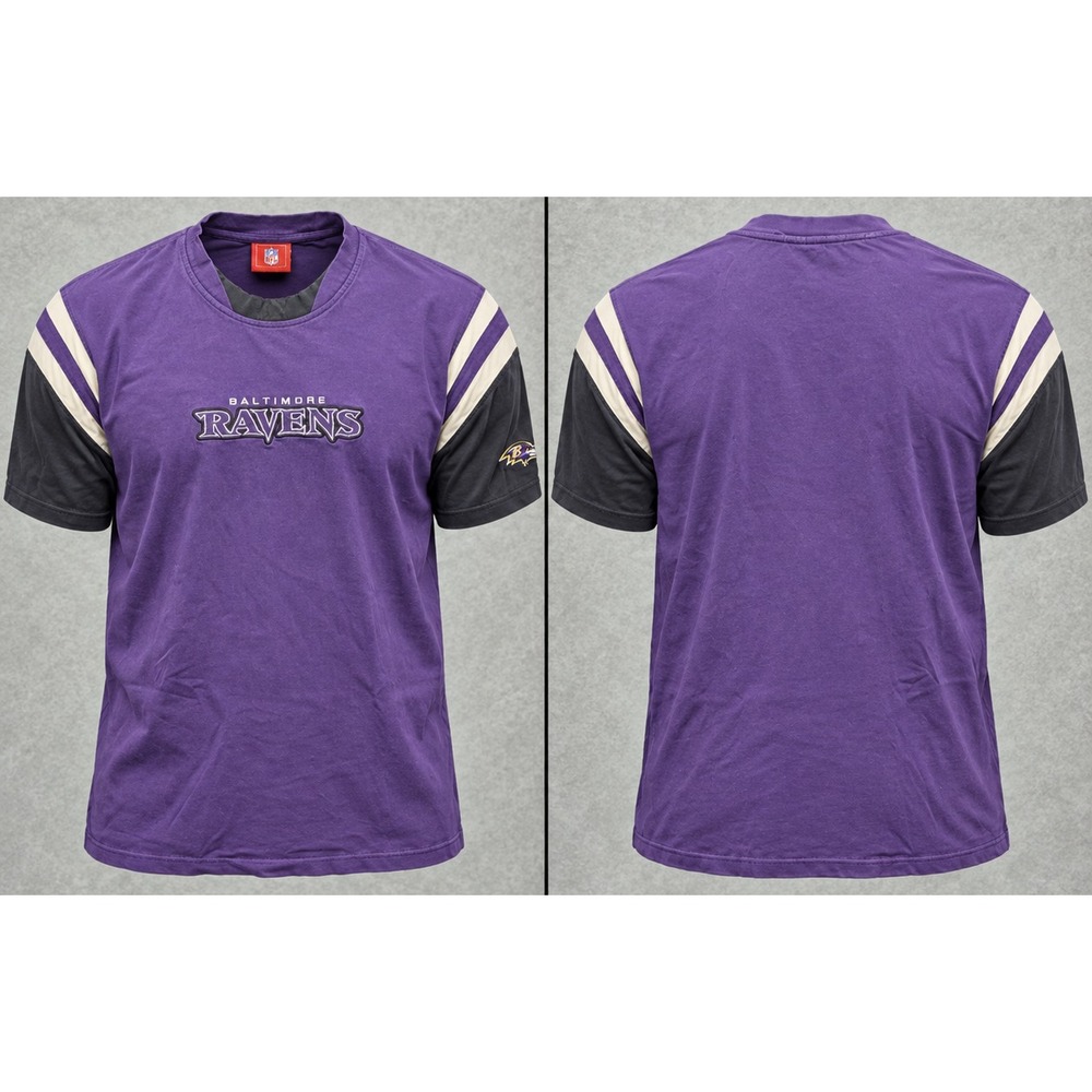 Vintage Baltimore Ravens Shirt Mens XL Purple Black Striped NFL Football Retro